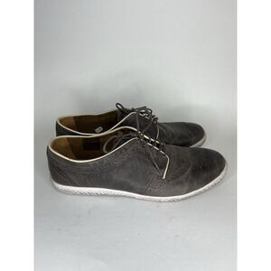 J Shoes Brown Leather Lace Up Low Top Wingtip Casual Sneakers Men Sz 44EU/11M US